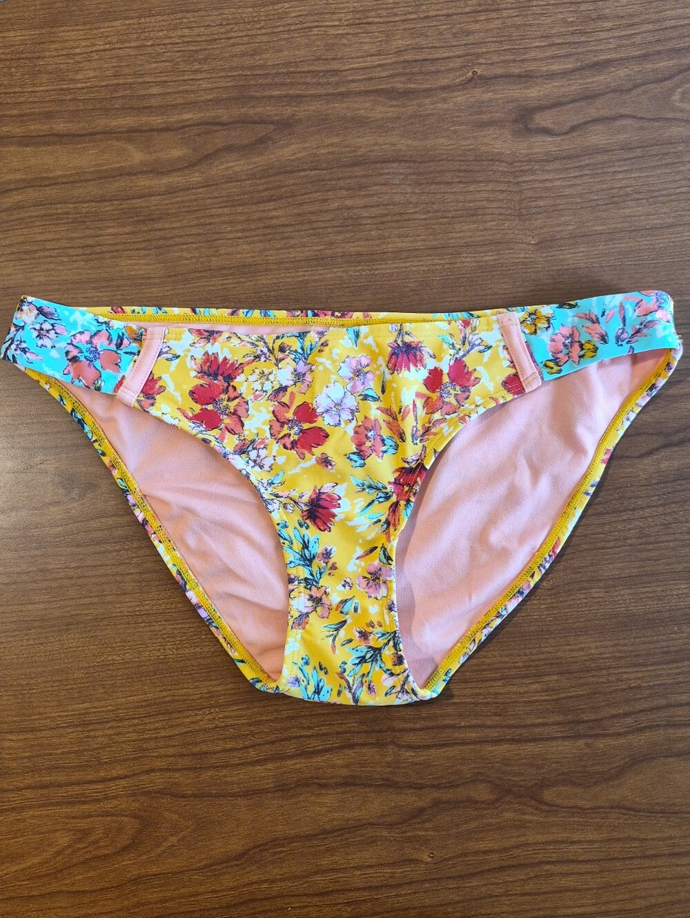 Bikini Bottoms Xhilaration Hipster Floral Yellow Coral Red Aqua NEW Size Med